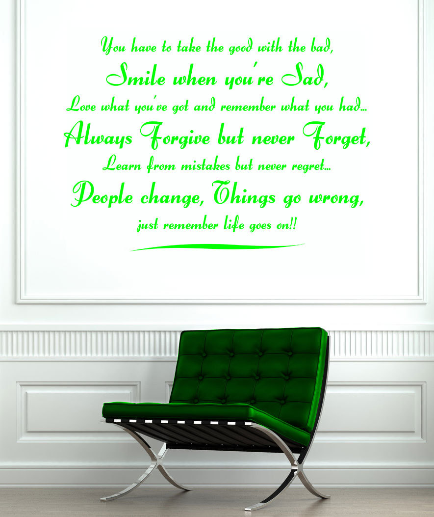Life Goes on Quote Large Vinyl Art Wall Stickers Wall decals home decoration