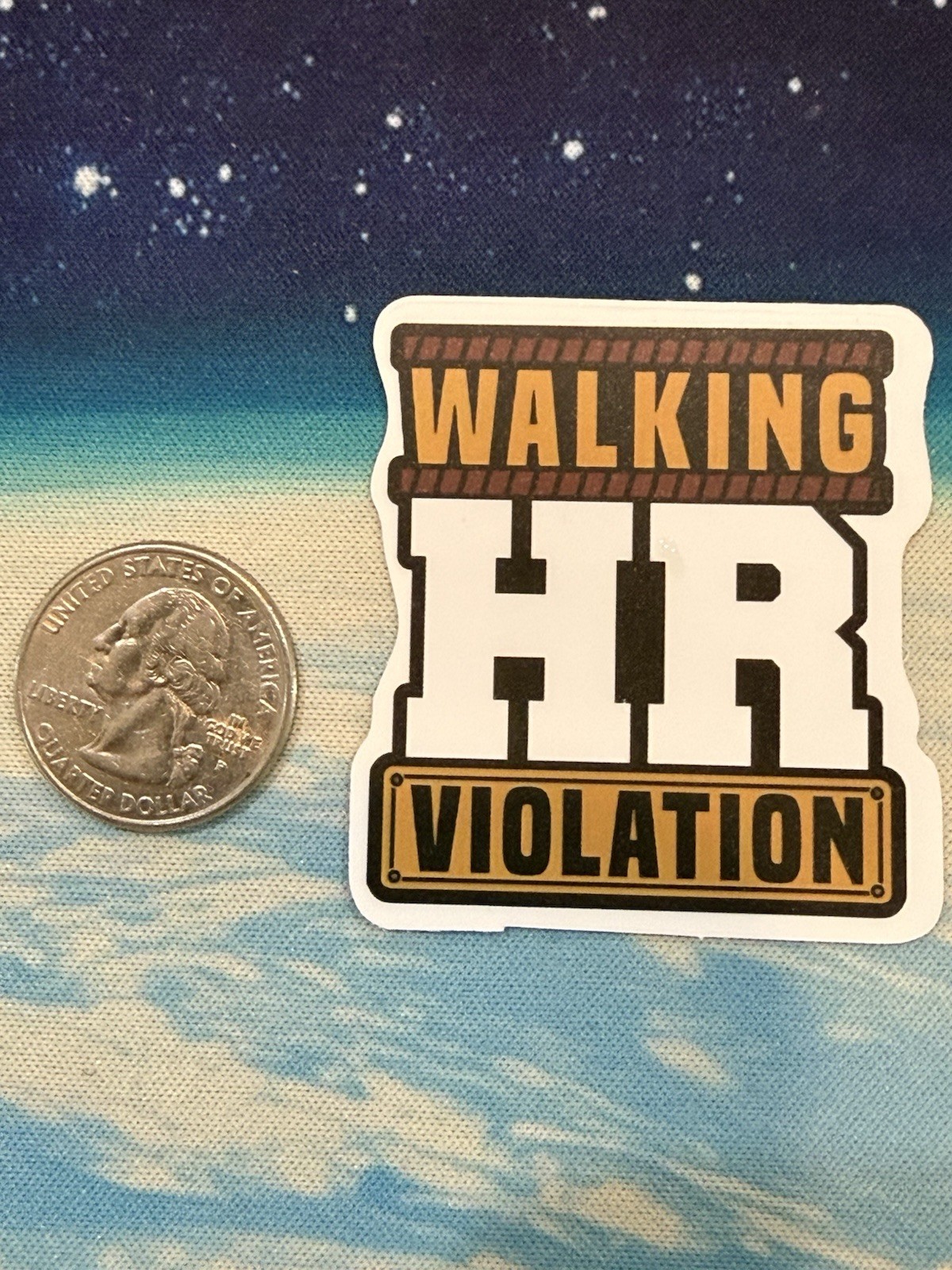 Walking HR Violation Funny Quote Lettering Vinyl Sticker Decal White Black