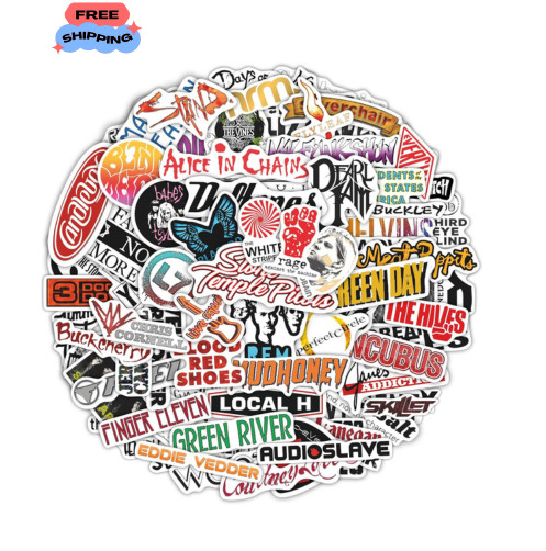 100PCS Grunge Rock Band Stickers Waterproof Vinyl Decals for Laptop