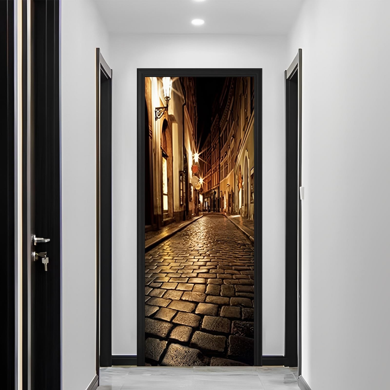 Door Wallpaper Murals 3D Alley at Night Door Wallpaper Sticker Self Adhesive …