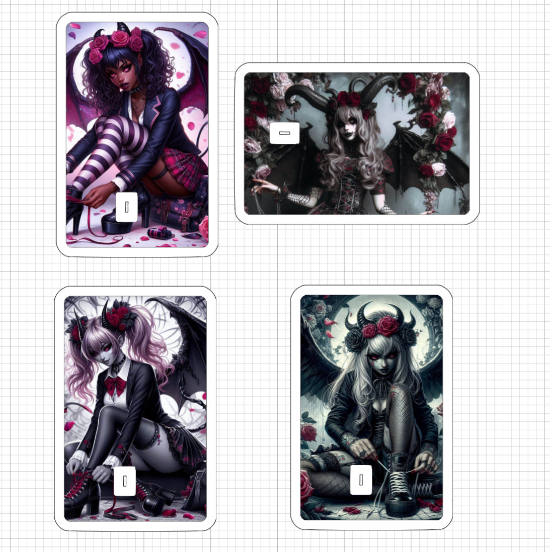 Goth Demon Girl Credit Debit ATM Card Skin Stickers Sexy Rose Succubus Love Dead