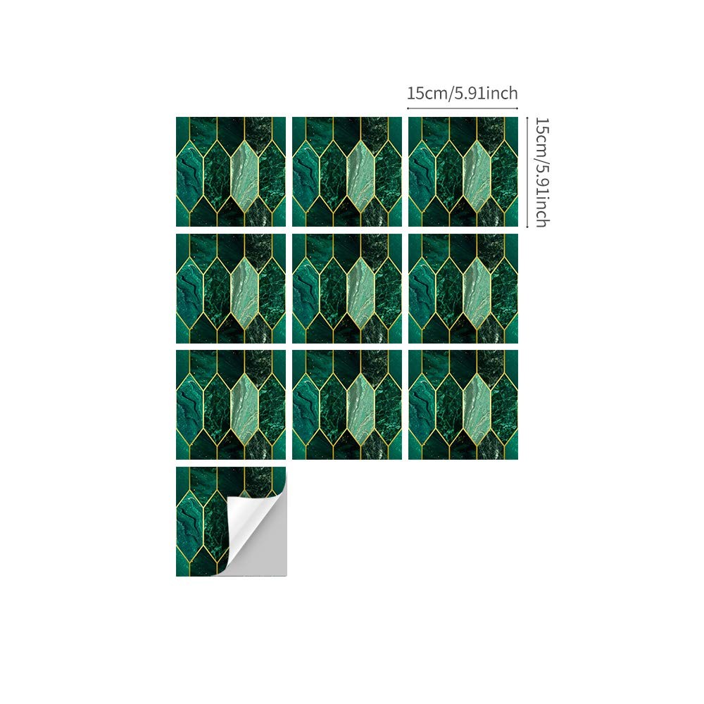 Holographic Emerald Art Deco Peel and Stick Backsplash -Adhesive PVC Wall Til…