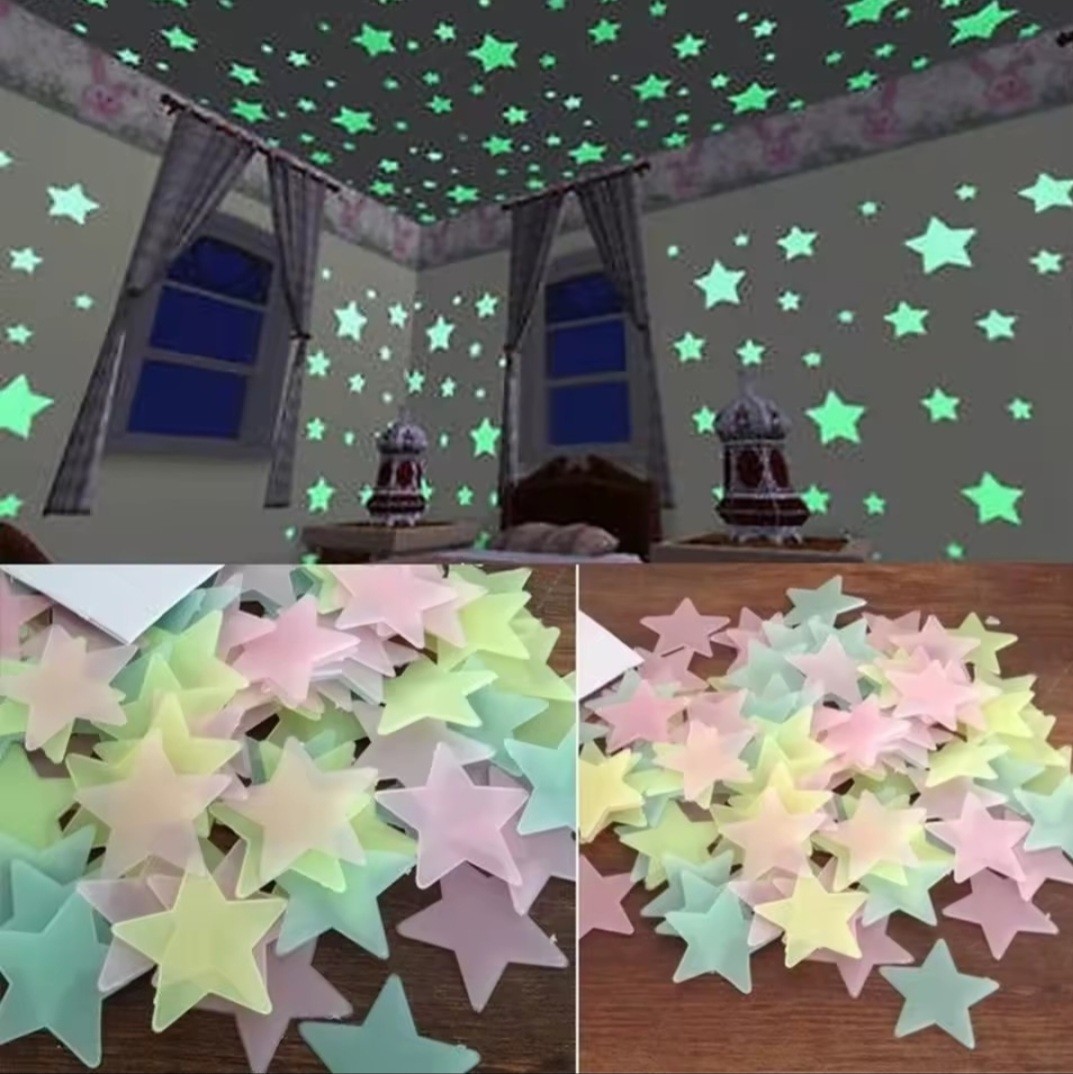 Glow in Dark Stars Blue Green Pink for Ceiling Walls Kids Room Decor 100 Ct. USA