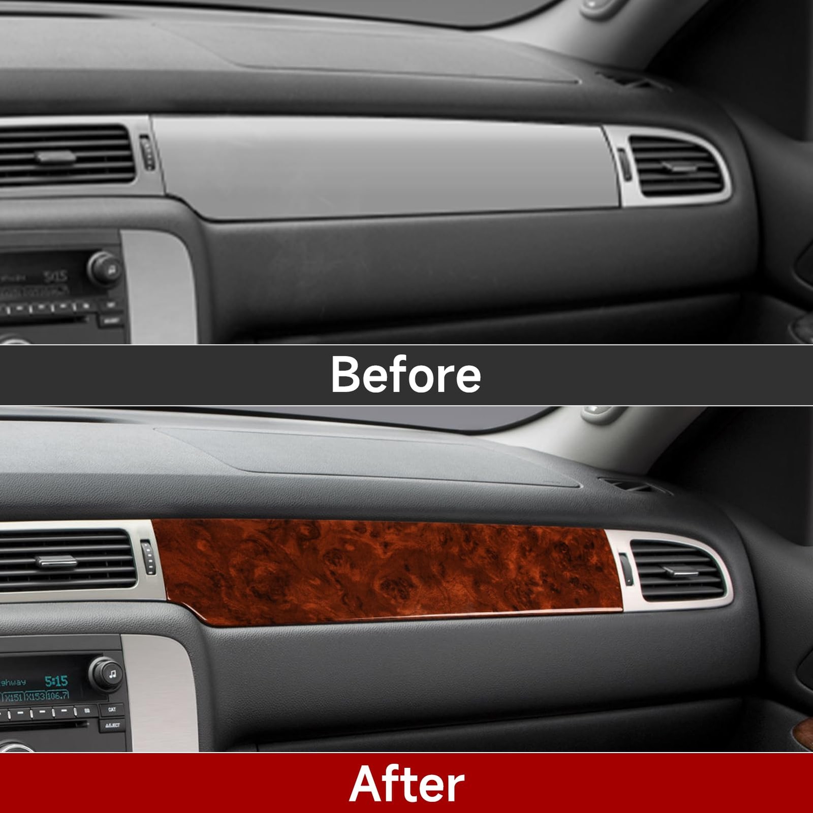 Wood Grain Trim Decal Sticker for Chevrolet Tahoe Silverado GMC Accessories