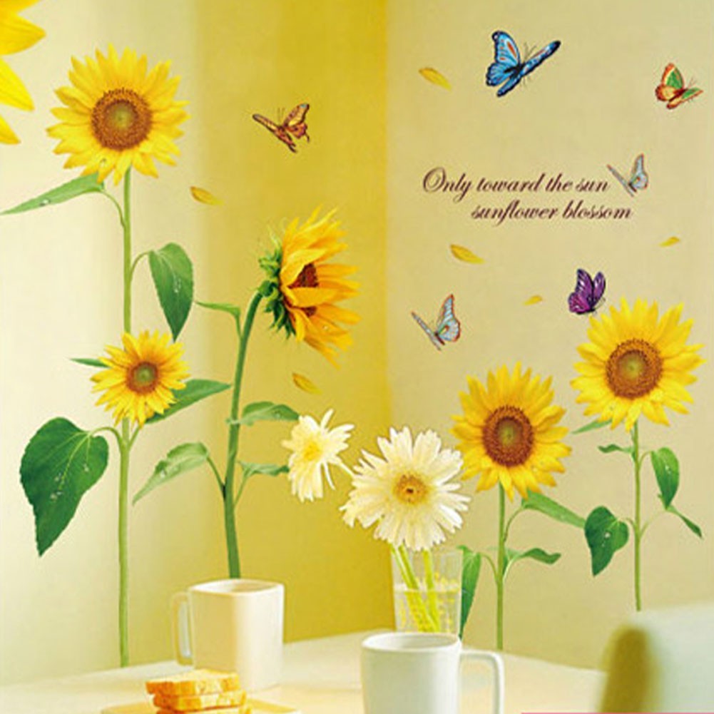 Sunflower Flower Wall Sticker Art Home Decal Mural Decoration 90cm x 60cm