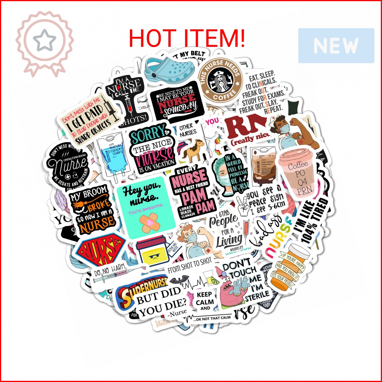 BulbaCraft 100Pcs Funny Nurse Stickers, Funny Nurse Gifts, Nursing Stickers, Med