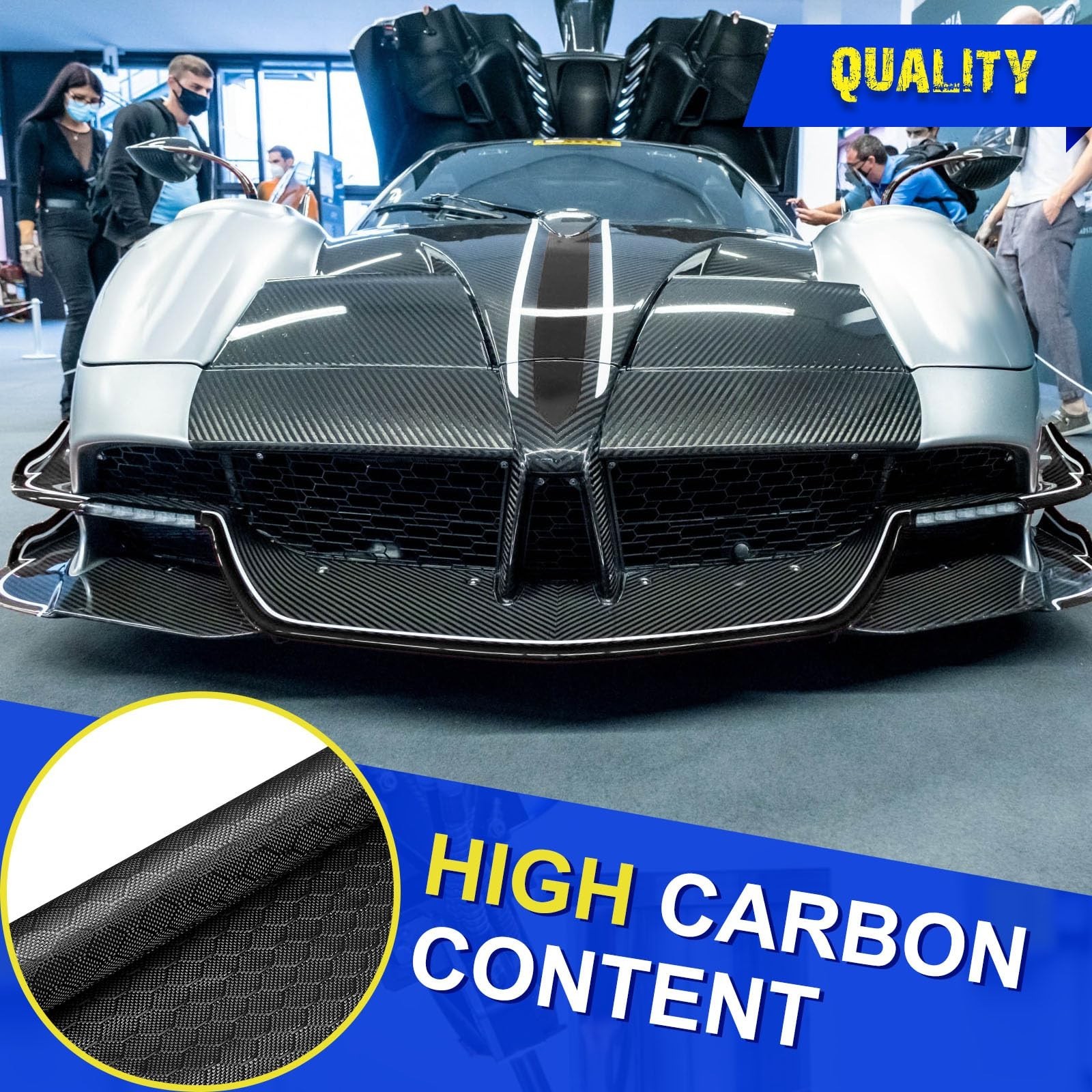 VitalCozy 10Ft x 12" Bee Hive Carbon Fiber Fabric Roll Sheet Carbon Fiber Clo…