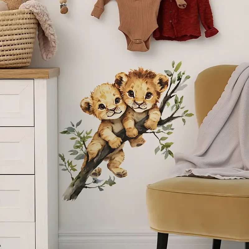 Wall Decal Animals Jungle Lion Cubs NEW Kids 20×20 Self Adhesive Stickers 68
