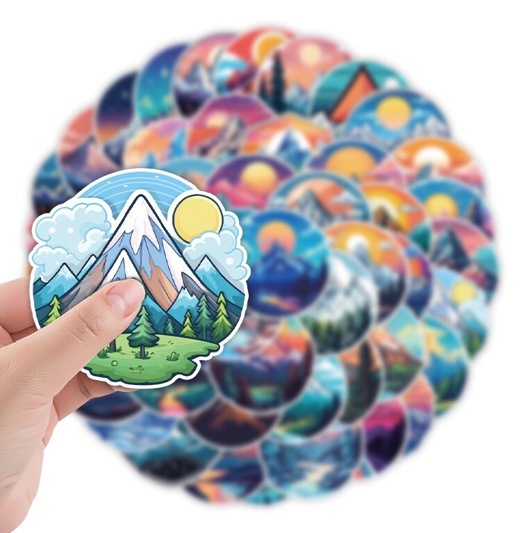 50 Pcs Stickers Snow Mountain Luggage Skateboard Car Phone Laptop Fridge Vinyl