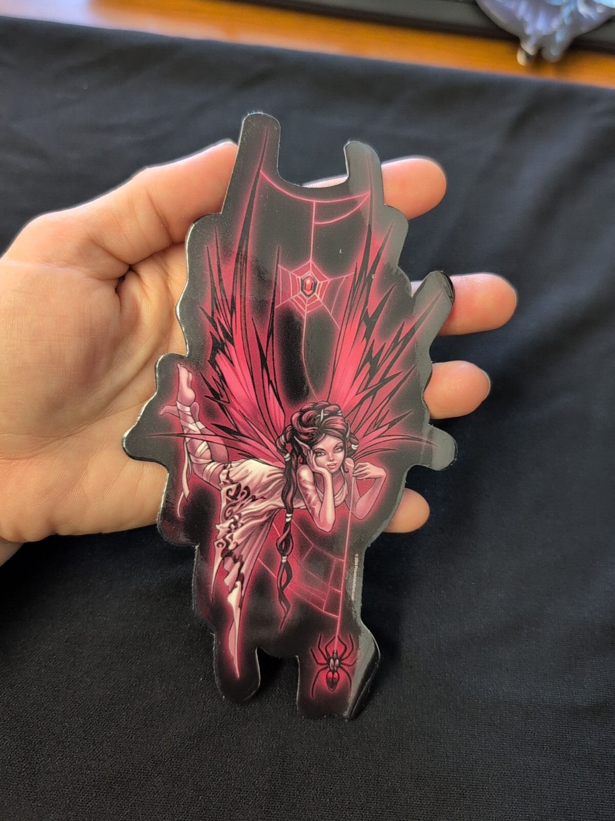 Red Black Widow Spider Fairy Bumper Sticker Vinyl Decal 6”x 4”