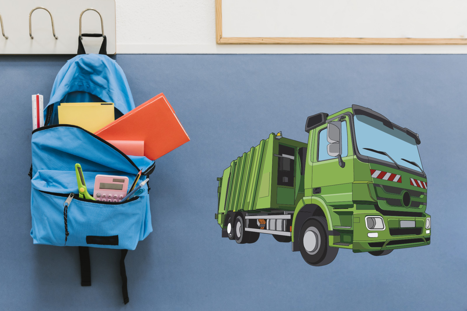 Kids Bedroom Solid Waste Collection Truck Vehicle Design Vinyl Home Wall Decal