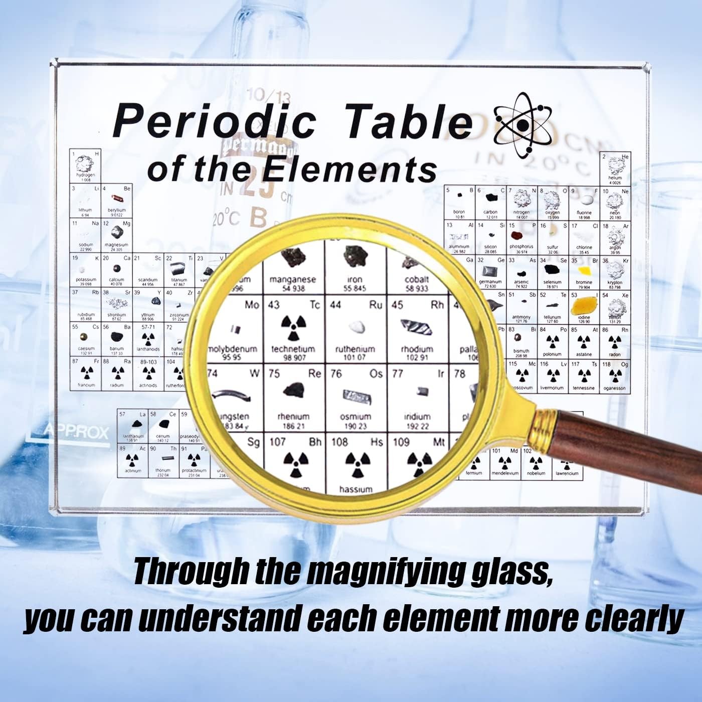 Periodic Table with 83 Real Elements Inside, Acrylic Periodic Table of Chemical