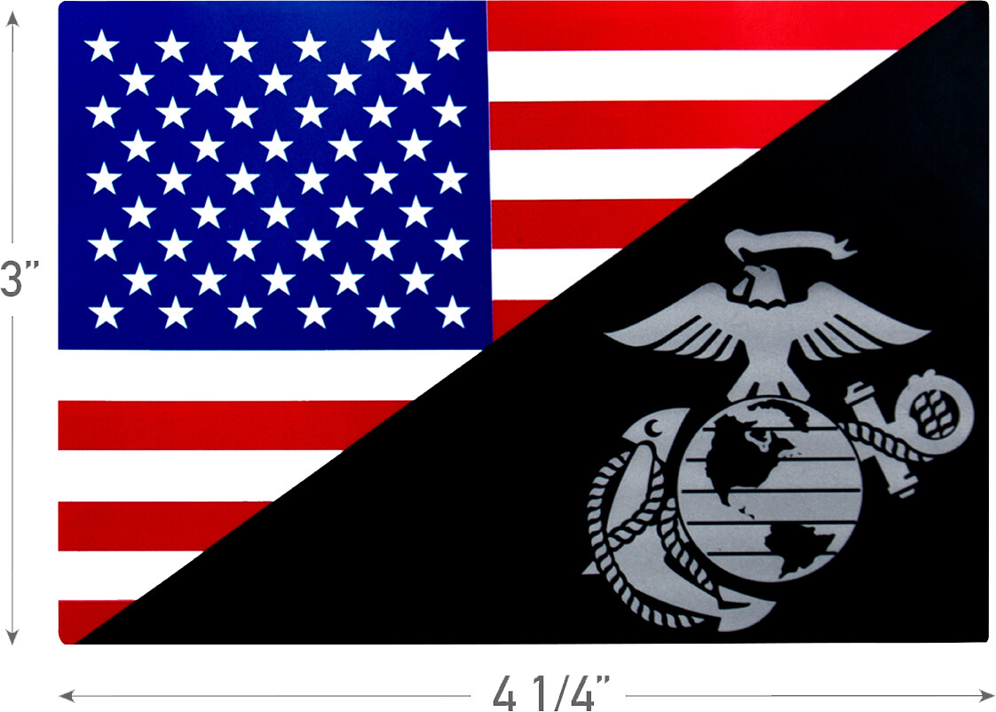 USMC Eagle, Globe and Anchor Flag Decal Adhesive Sticker USA American Outdoor