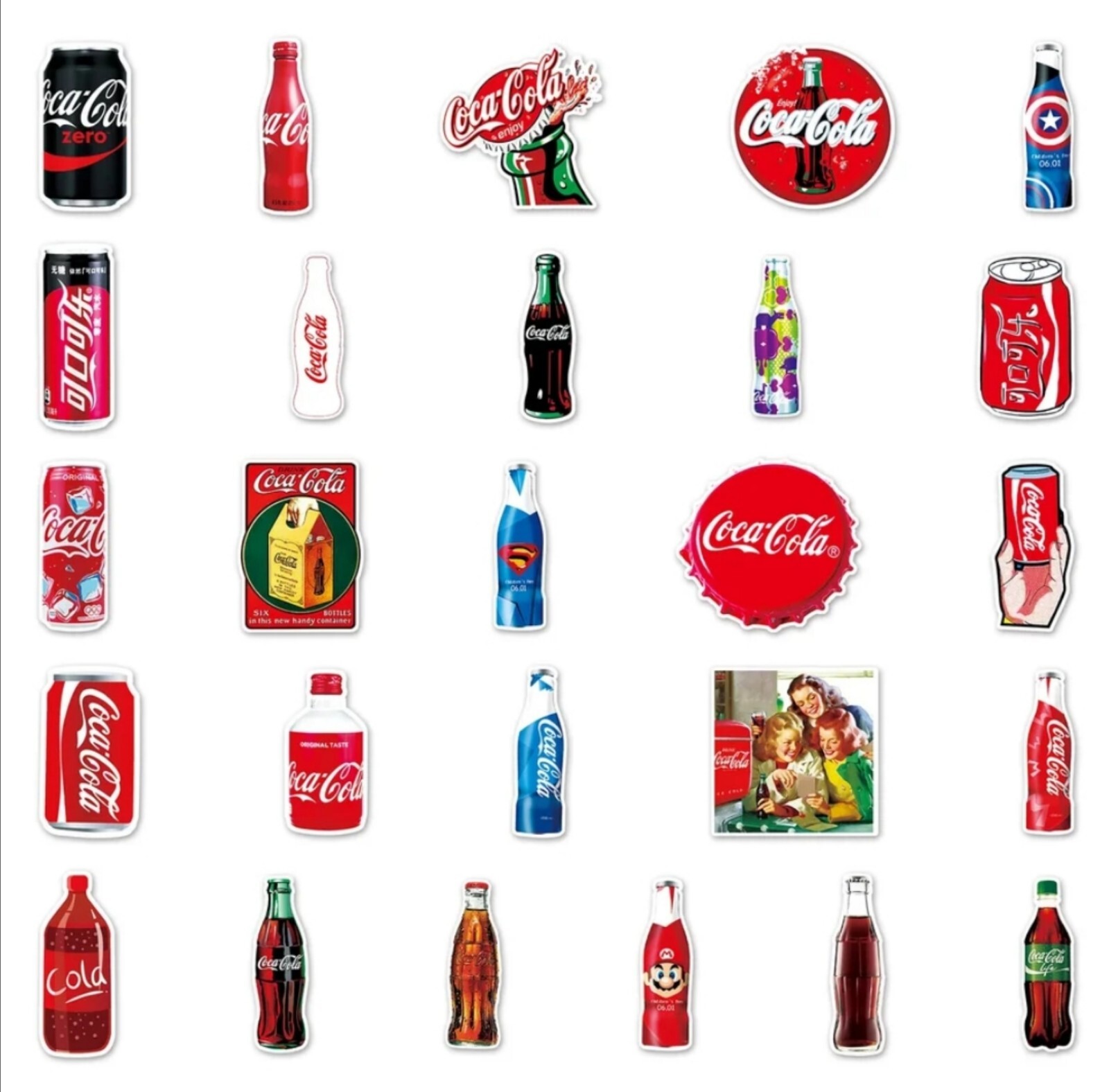 10 PCS Vintage & Modern Soda Can Bottle Signs Stickers BRAND NEW