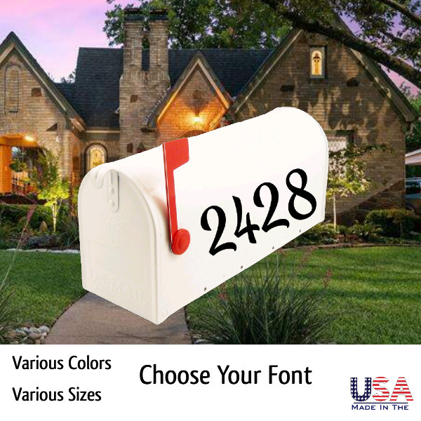 SET OF 3 Custom Mailbox Numbers Vinyl Decals Stickers House Street Address