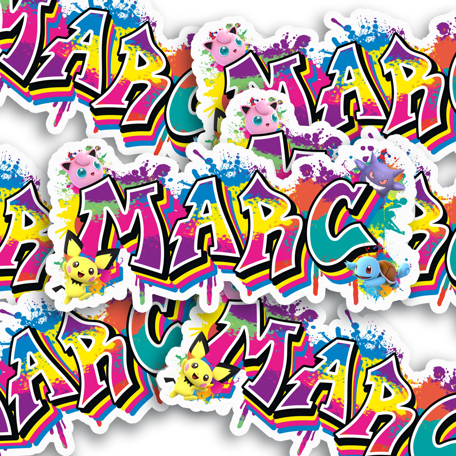 Custom Vinyl Name Sticker Decal, Personalized Anime Graffiti Style, Aesthetic