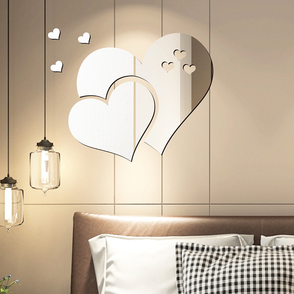 3D Love Hearts Mirror Wall Sticker Decor Removable DIY Home Room Art Mural Decal