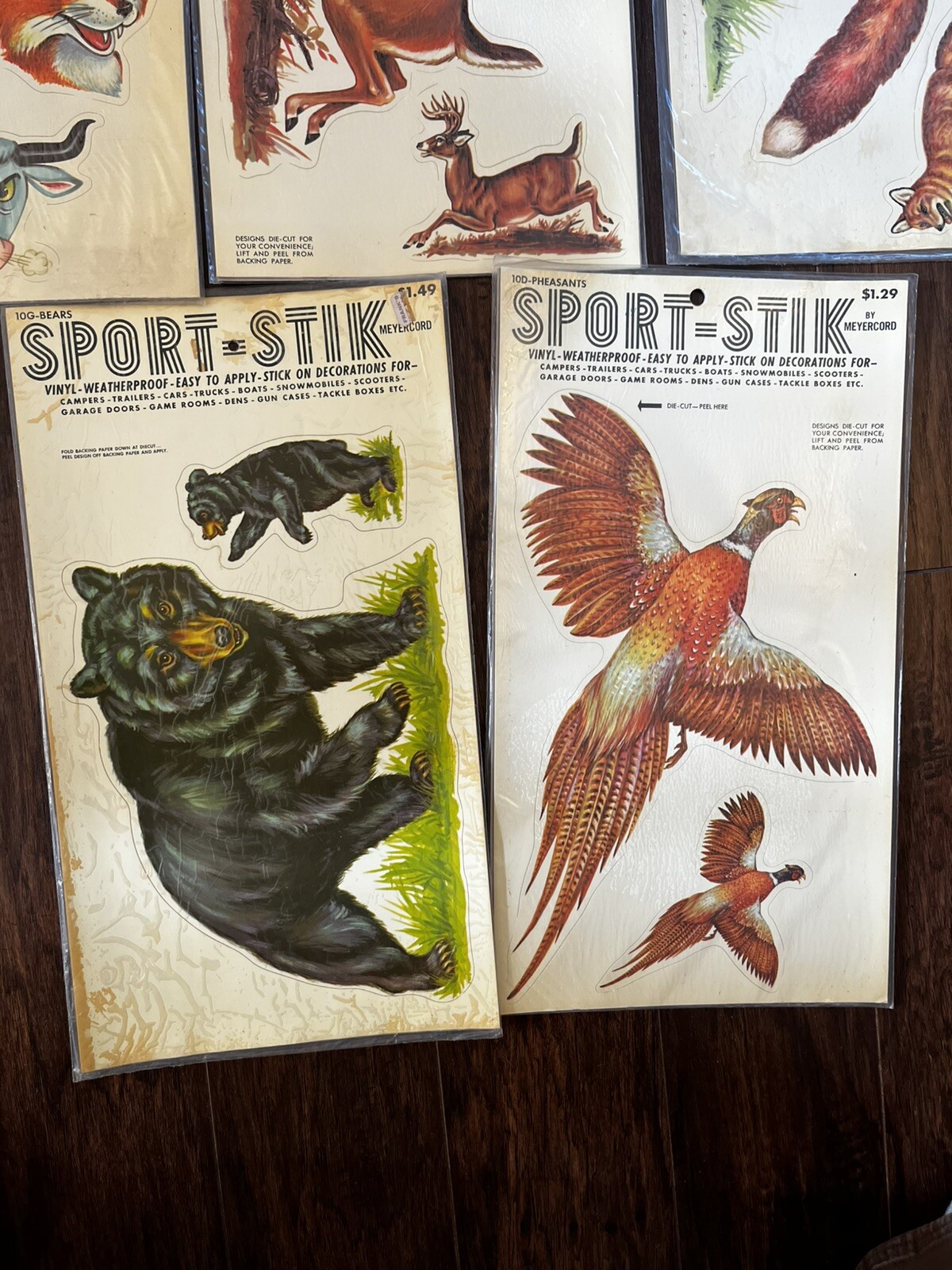 12-NOS Vtg MeyerCord Sport-Stik Adhesive Stickers (Fish-Birds-Tiger-Devil-Fox)