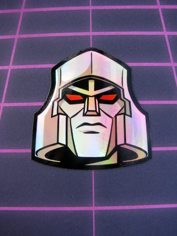 Mega Tron Holographic Sticker Cartoon Robot 80s G1 Metallic Decal