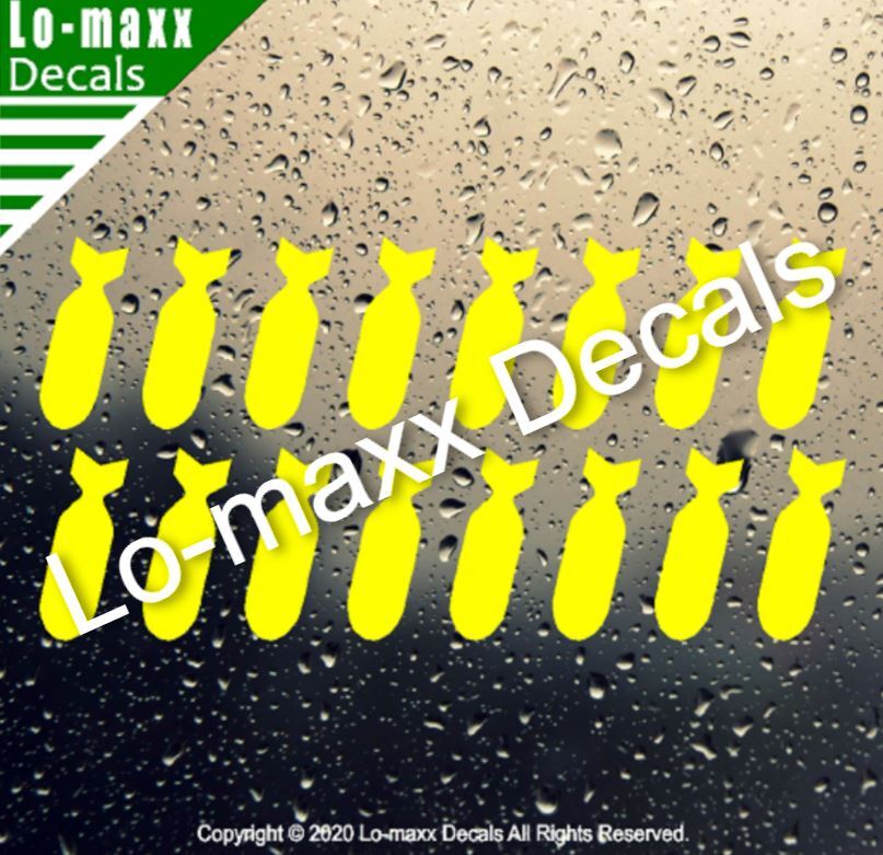 Bombs Fighter Bomber Military WW 2 Car Truck High Quality Die Cut Vinyl Decal