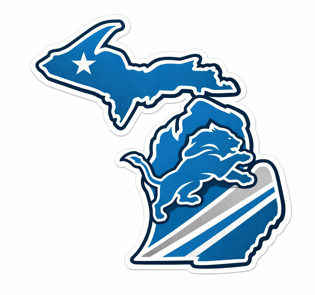 Michigan | State Outline Vinyl Decal | Detroit Blue White Football Sticker 15