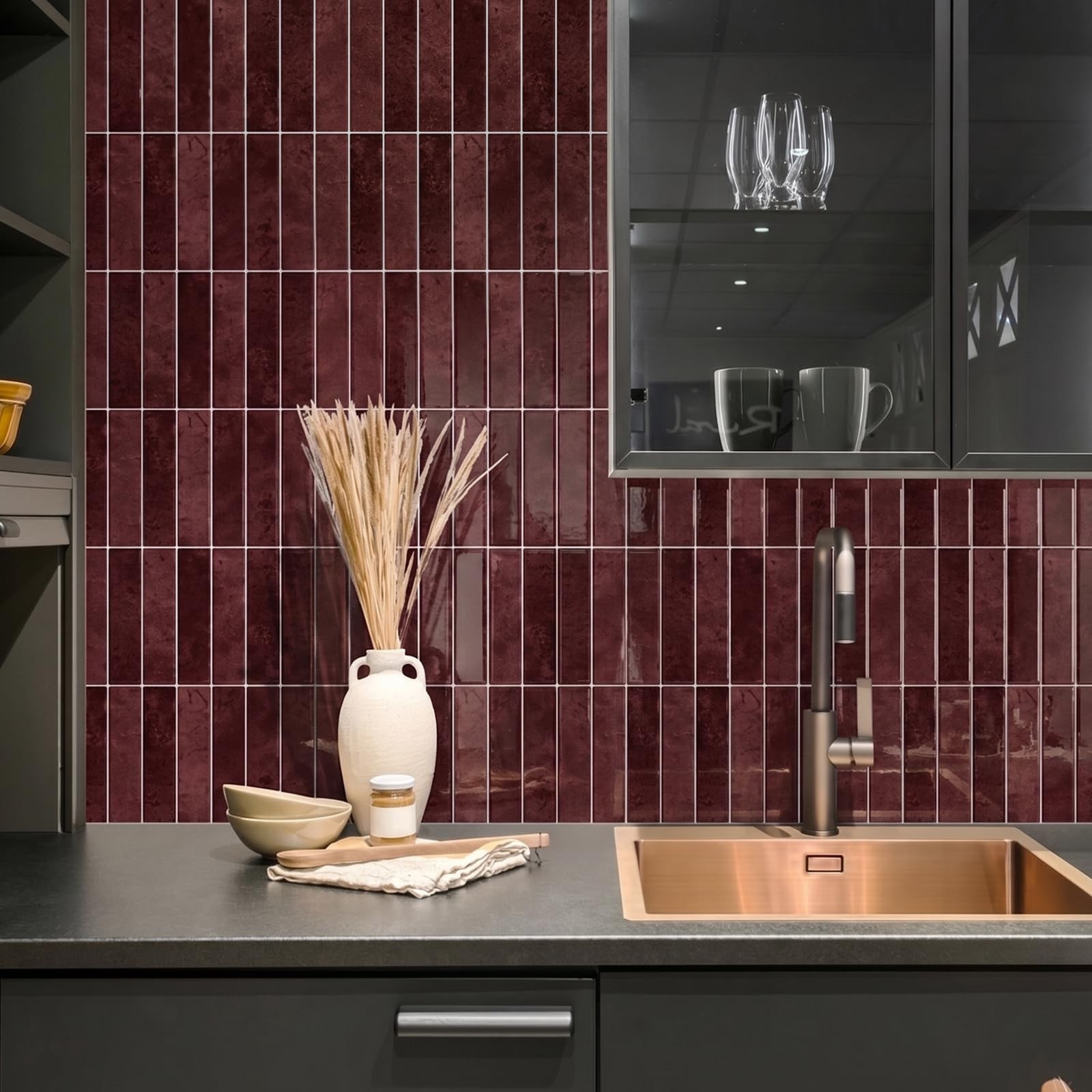 STICKGOO 10-Sheet Peel and Stick Backsplash Tile, Self Adhesive Vinyl Wall Ti…