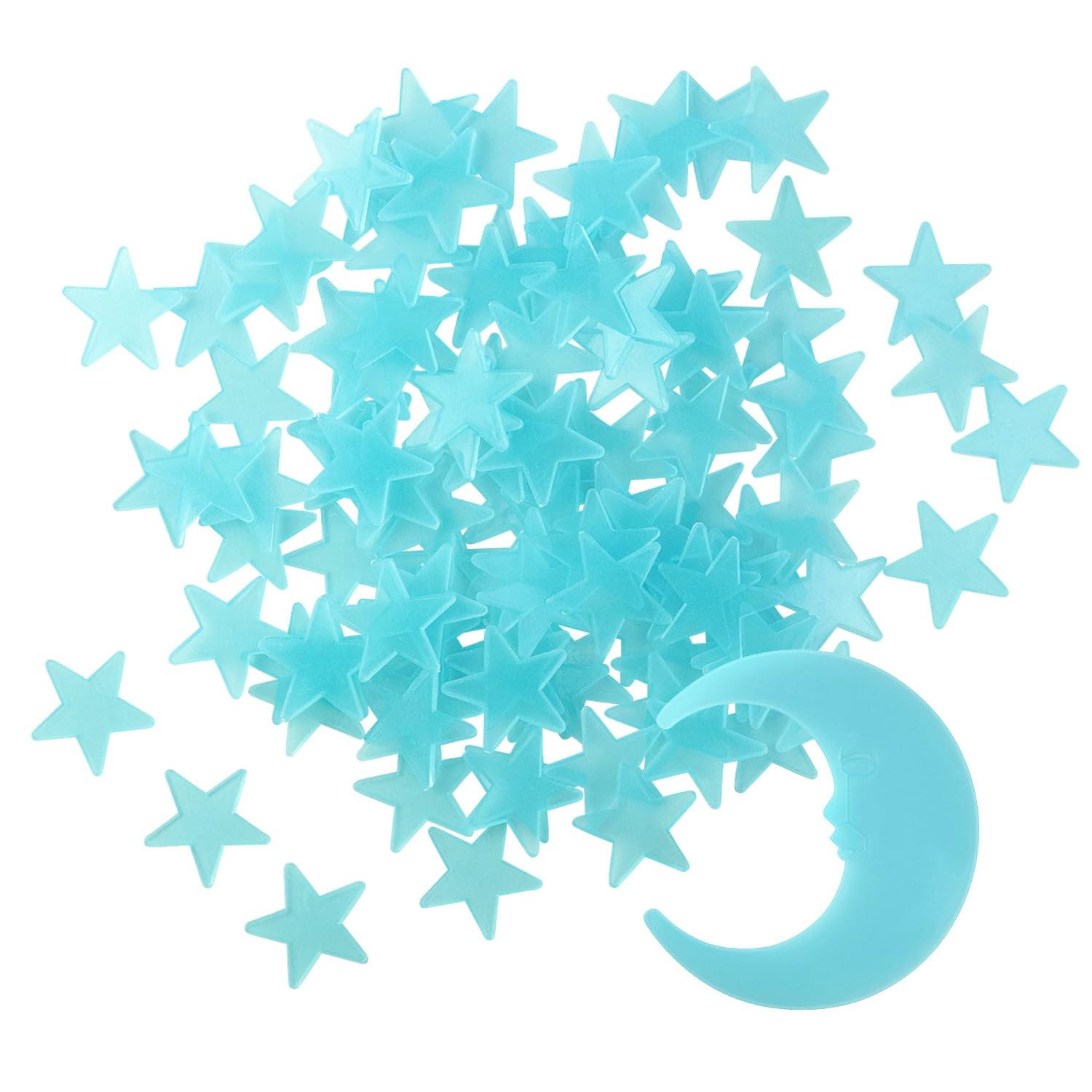 Blue 3D Plastic Fluorescent Glow in the Dark Luminous Stars for Ceiling Decor