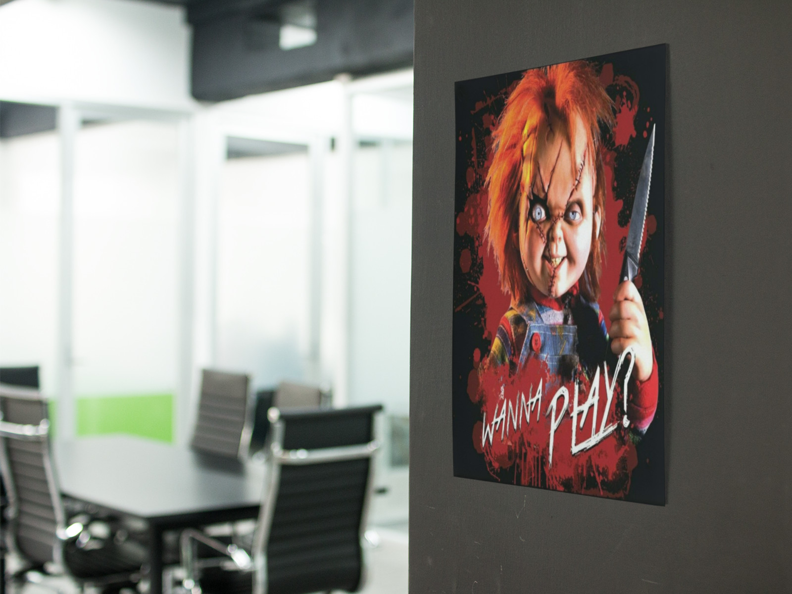 CHUCKY WANNA PLAY? Wall Vinyl Decal Poster Scary Print Removable Adhesive