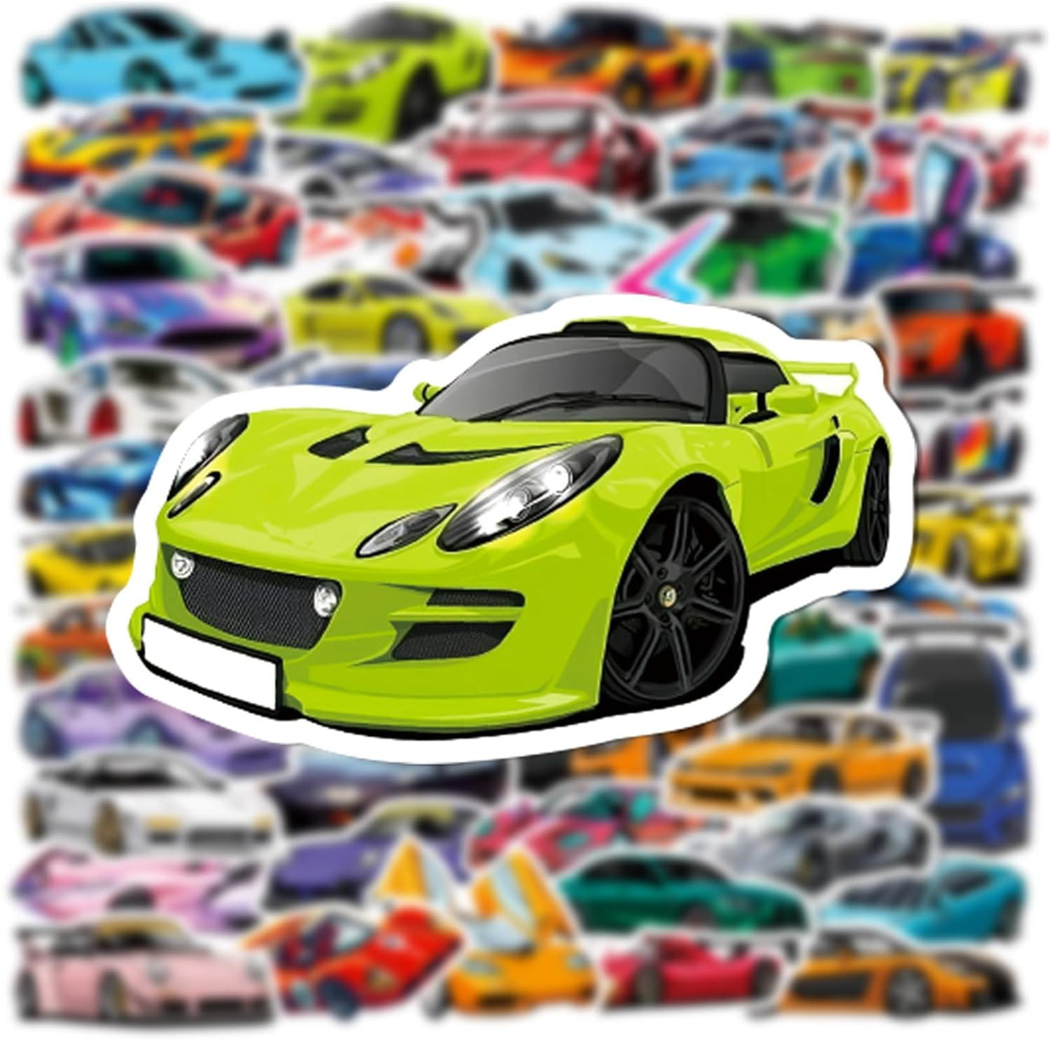 50pcs Kids Car Stickers Pack Waterproof Vinyl Racing Sports Cartoon Decals Set