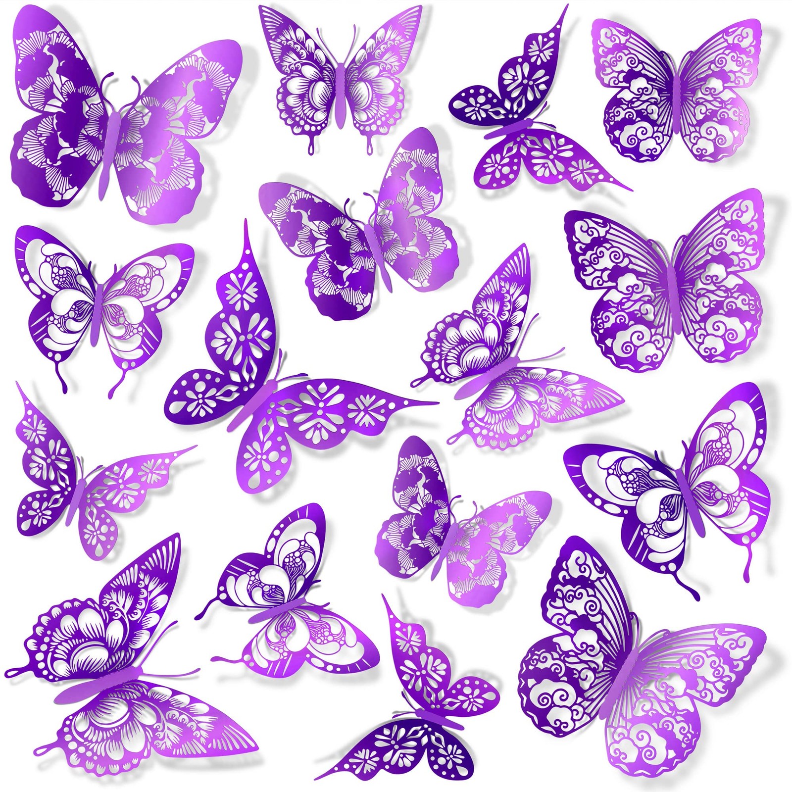 3D Butterfly Wall Decor Butterflies Wall Sticker Removable DIY Hollow PVC But…