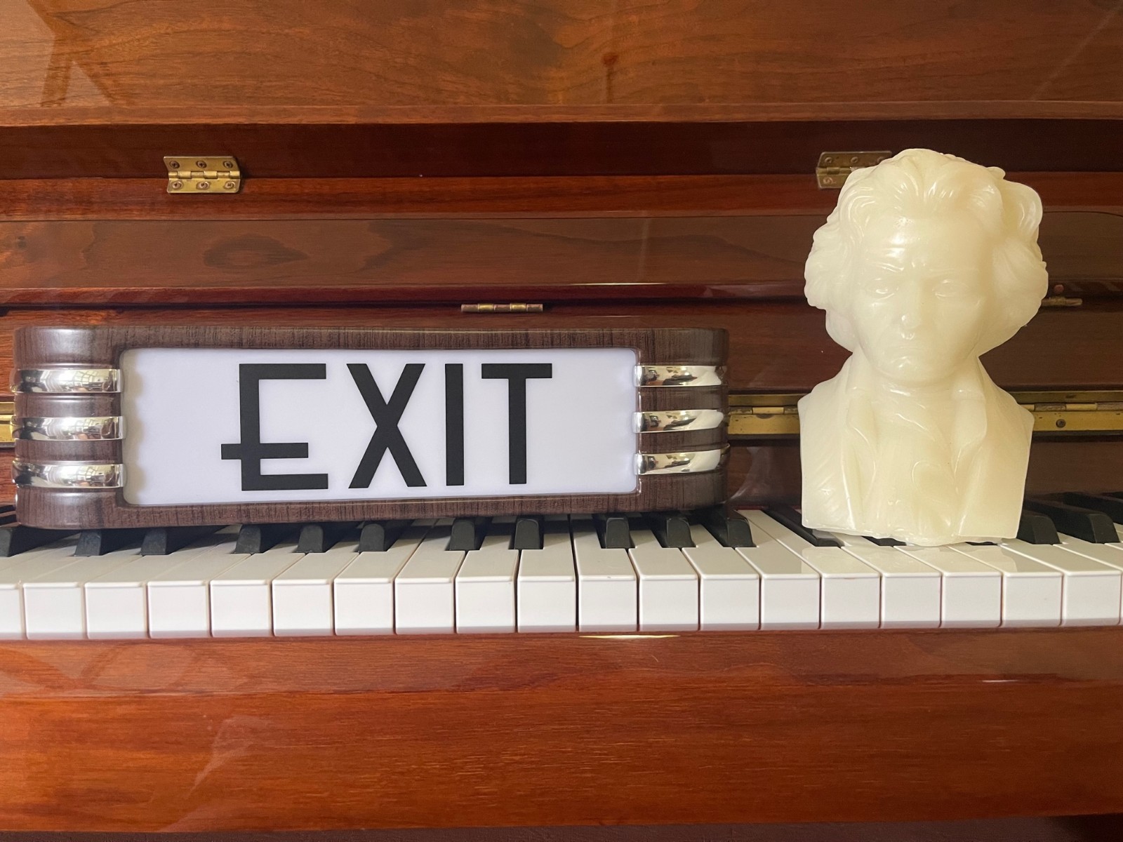 EXIT light up Art Deco style sign Home Decor Faux 14" 120V adapter USA Shipping