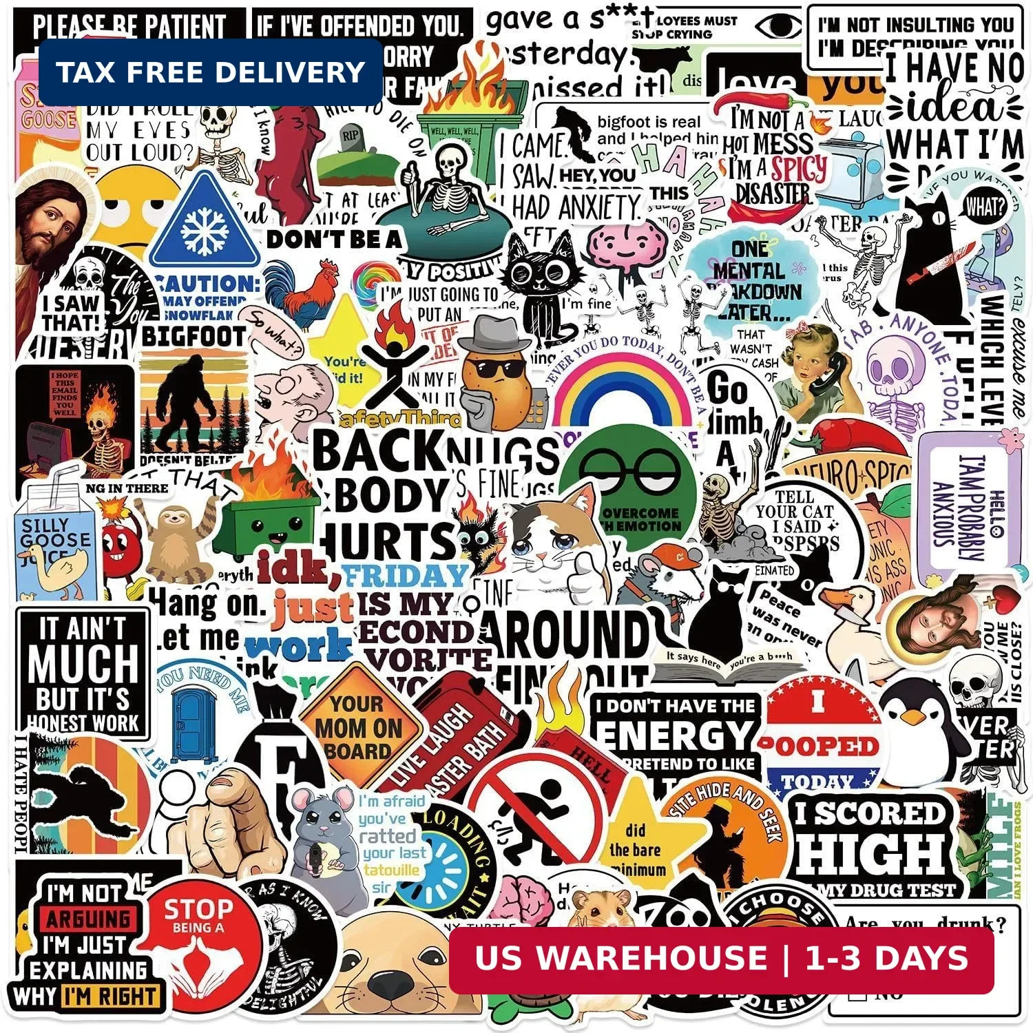 100 PCS Funny Stickers for Adults Snarky Meme Prank Meme Dirty Hilarious Sticker