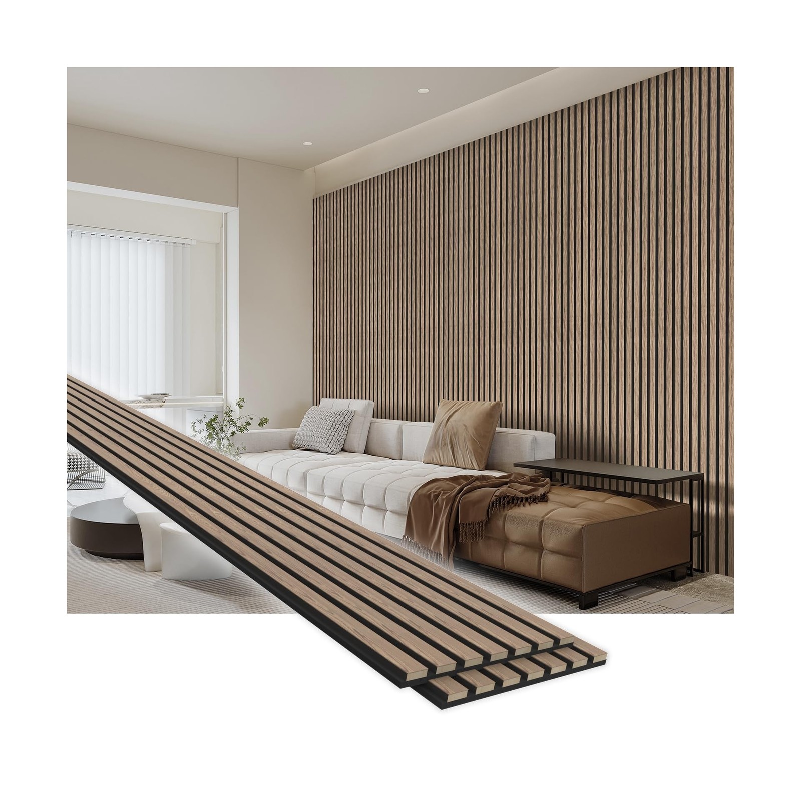 Wood Panels for Wall, 108"×11" Acoustic Wall Panels for Interior Decor, 3D