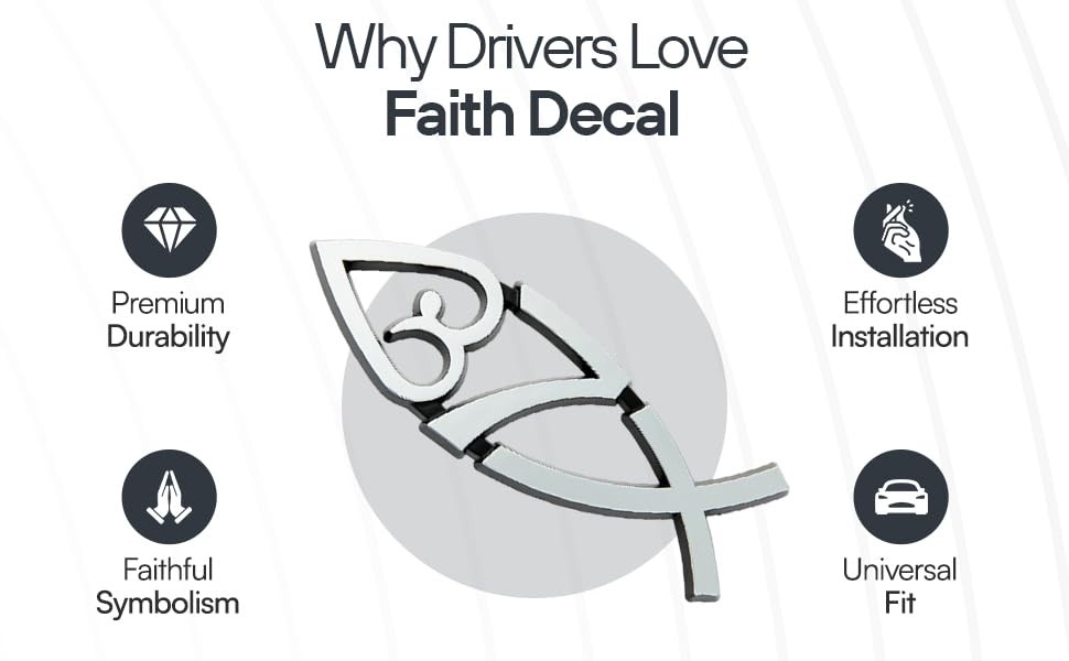 New Jesus Fish Car Decal 4 x 1.4 Inch – 3D Metallic Look Chrome Christian Sym…