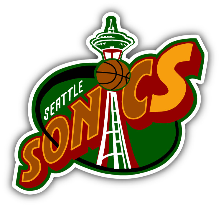 Seattle Sonics NBA Basketball Logo Car Bumper Sticker Decal – 3" or 5"