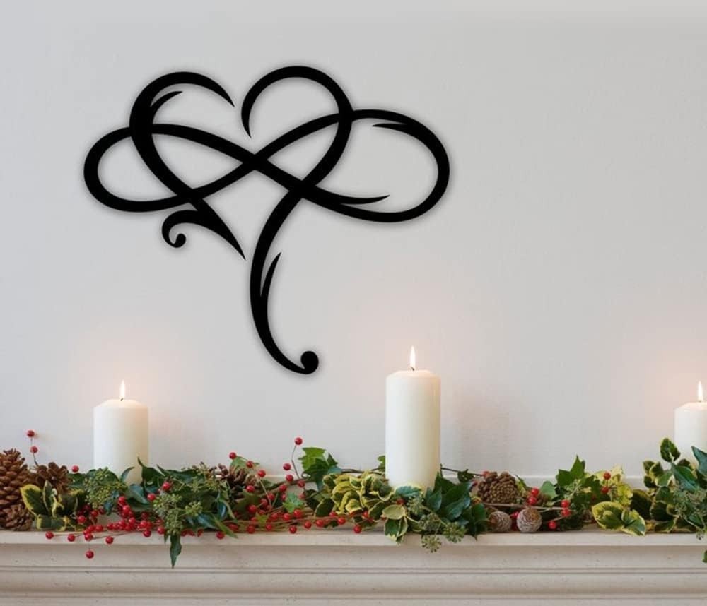 Infinity Heart Metal Wall Art – Elegant Love Sign for Home Décor 13.8"x11.4"