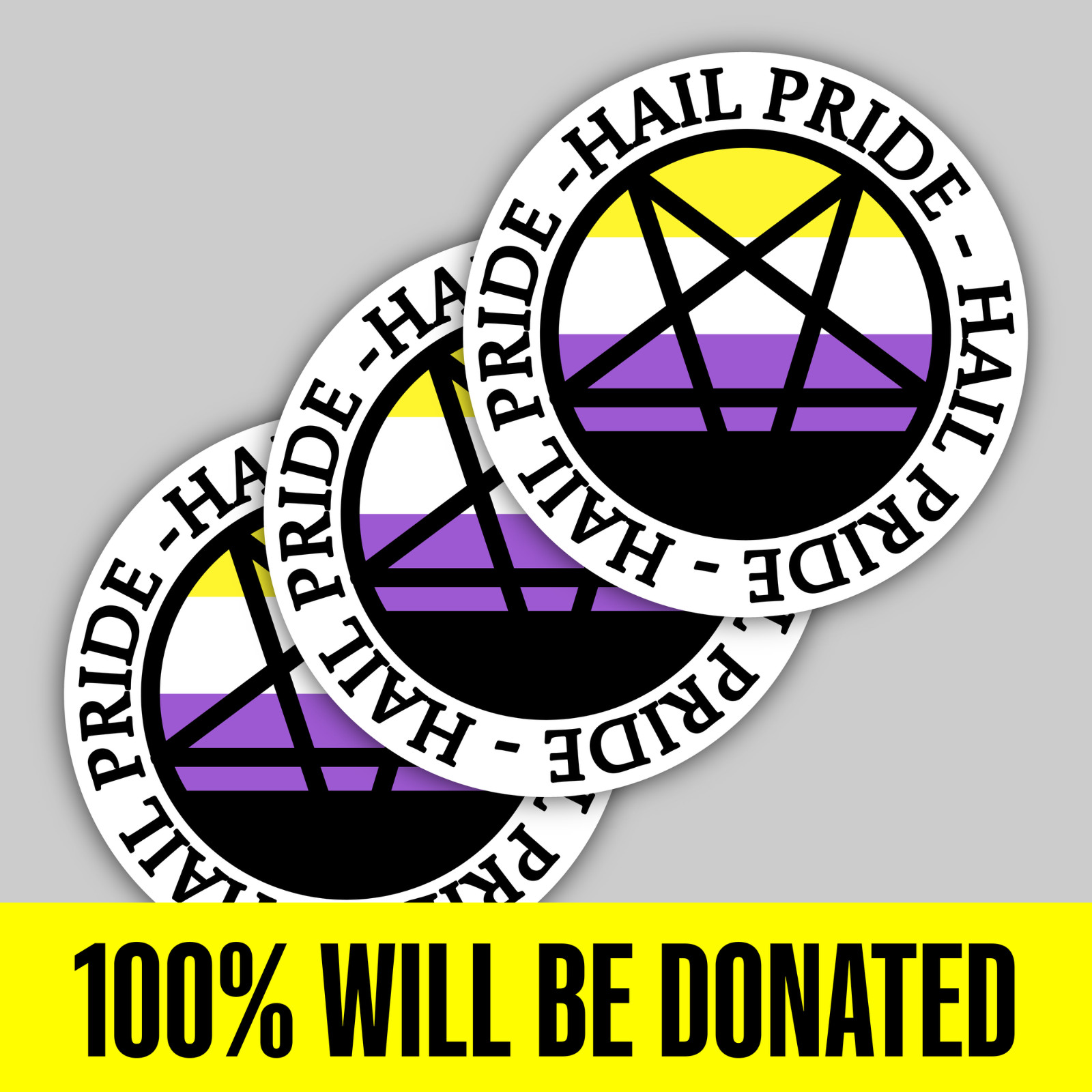 "Hail Pride!" 3 Non-Binary Satanic Sticker Pack (5 inches)