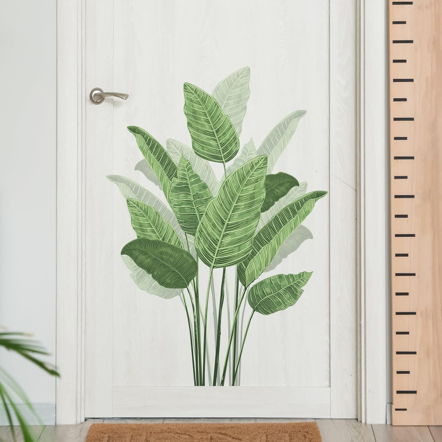 Tropical Plant Leaves Wall Decals, Boho Spring Summer Green Multi-colored