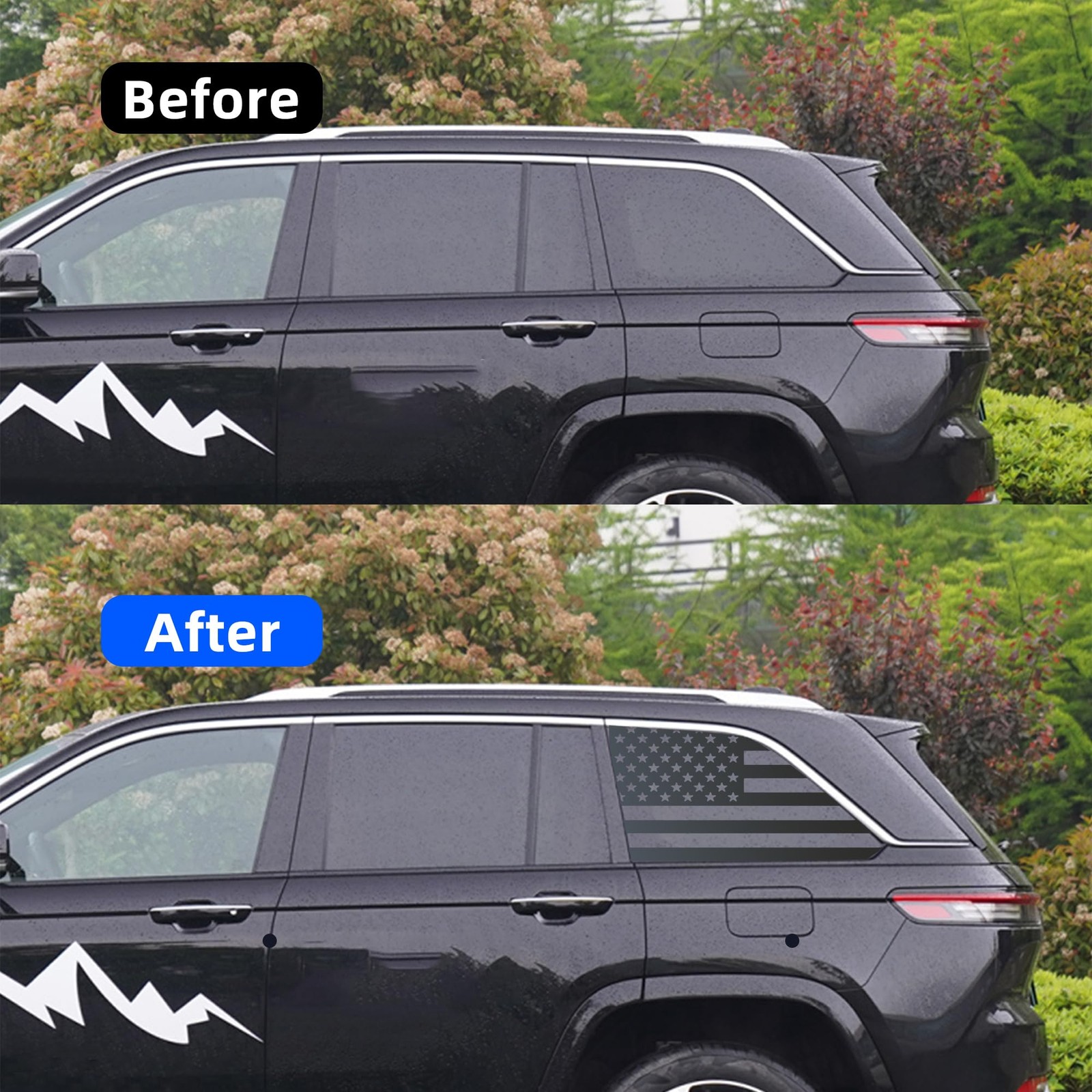 Rear Quarter Window American Flag Decal Car SUV Trucks, Universal Matte Back USA
