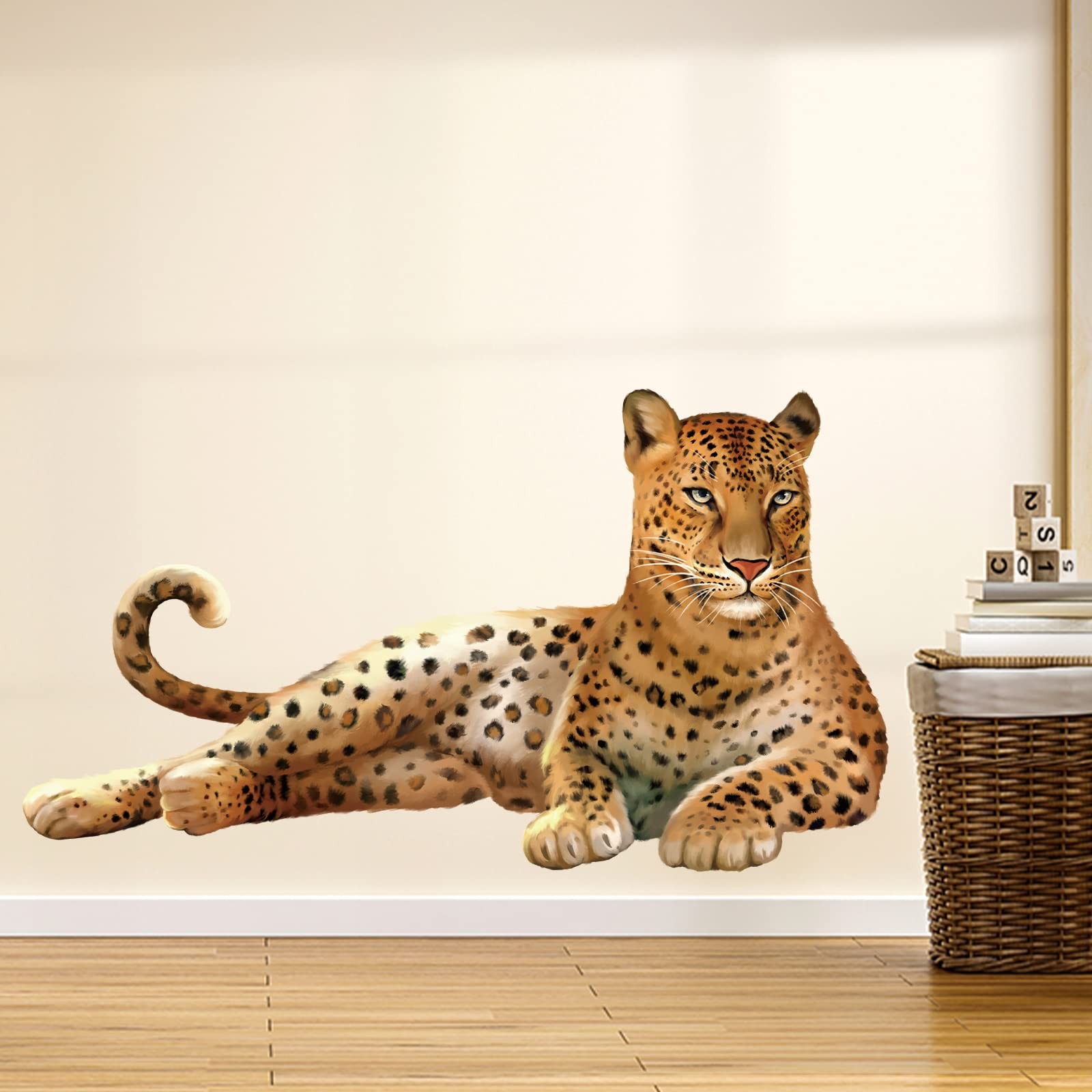 Safari Leopard Wall Stickers Jungle Animals Cheetah Peel and Stick Wall Art D…