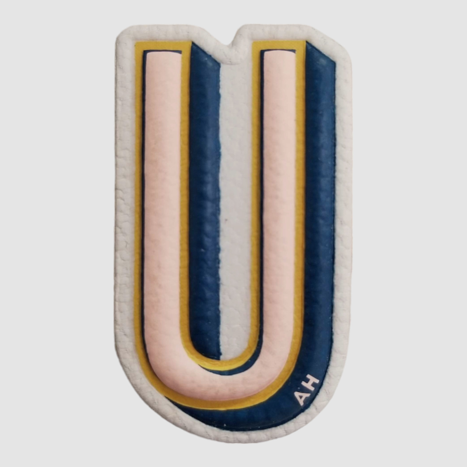 $55 Anya Hindmarch Pink Blue Letter "U" Leather Sticker