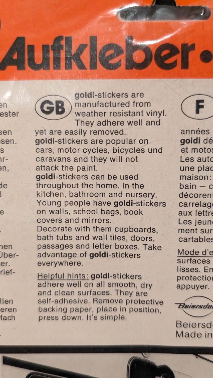 NOS Goldi Turtle Vinyl Stickers Aufkleber Made in Germany Vintage RARE 8 x 13