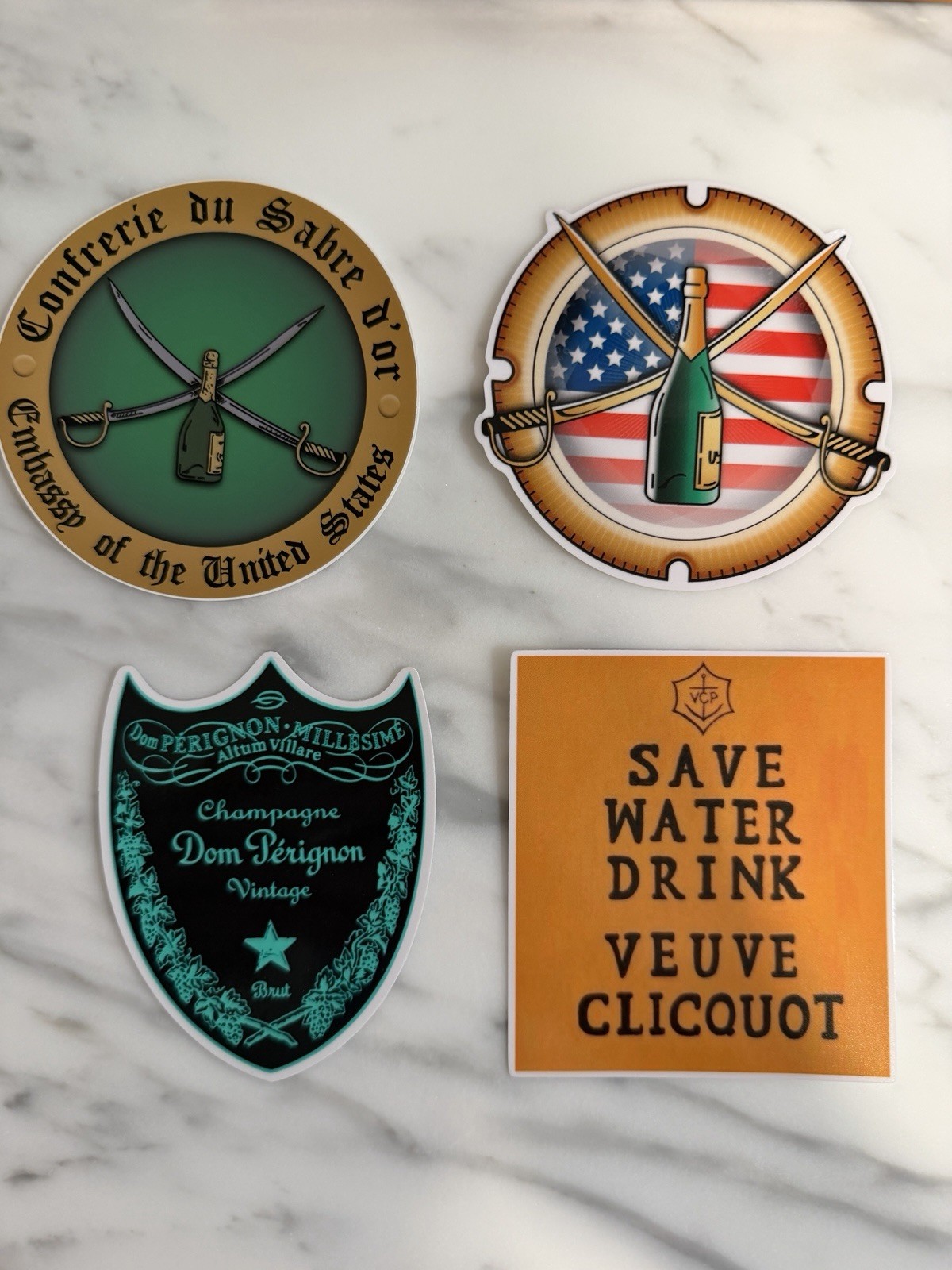 Luxury Vinyl Sticker Lot Dom Pérignon Veuve Clicquot Confrérie France