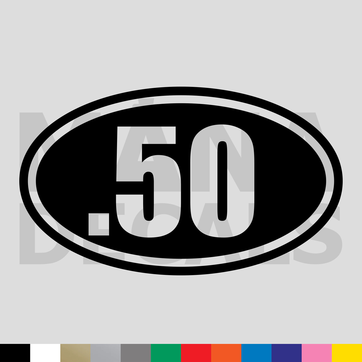 .50 Caliber Oval Vinyl Die Cut Decal Sticker – Ammo 2A Gun Rights Rifle Pistol