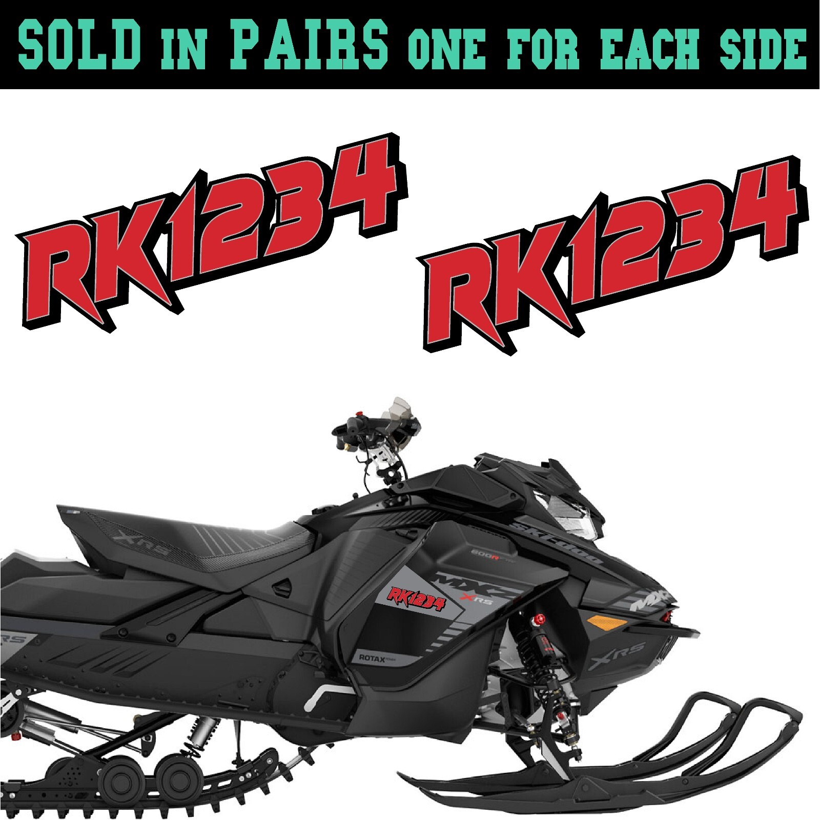 Snowmobile Registration Numbers & Letters 2 Pack Custom 2" vinyl decal pair 2CL