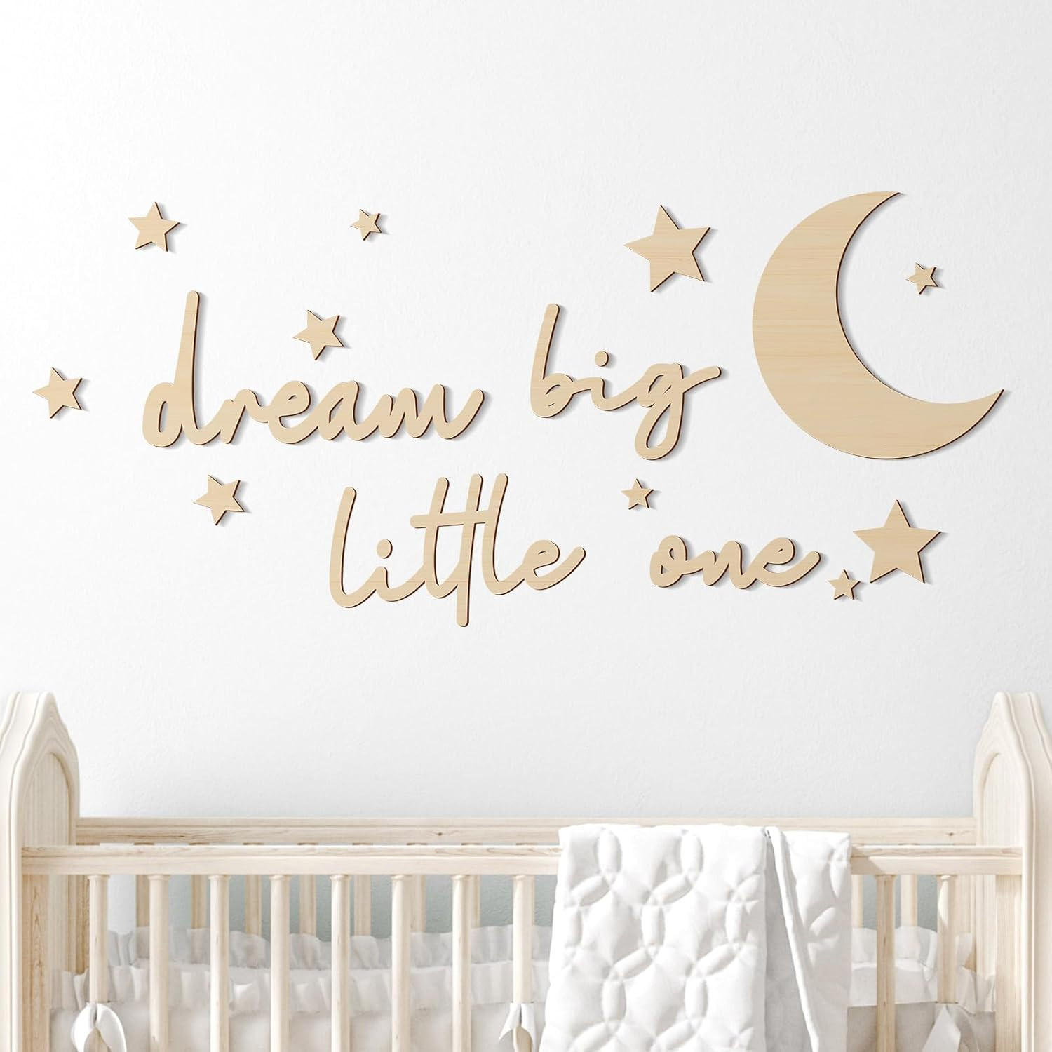 15 Pcs Moon and Stars Nursery Decor Dream Big Little One Wall Decor Boho Neutral