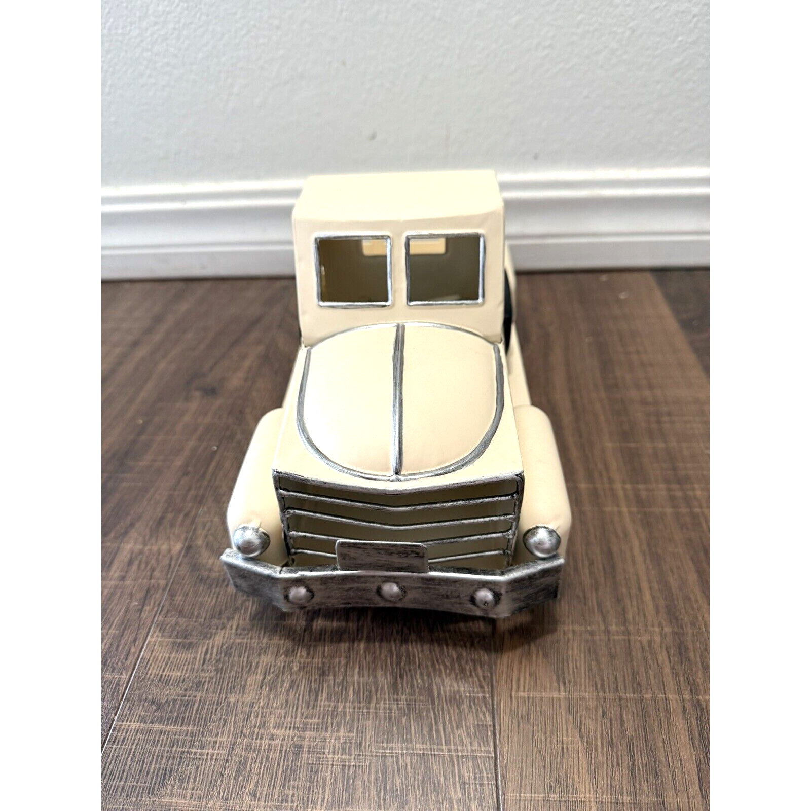 Beige Metal Tree Farm Truck Seasons Greetings Decor