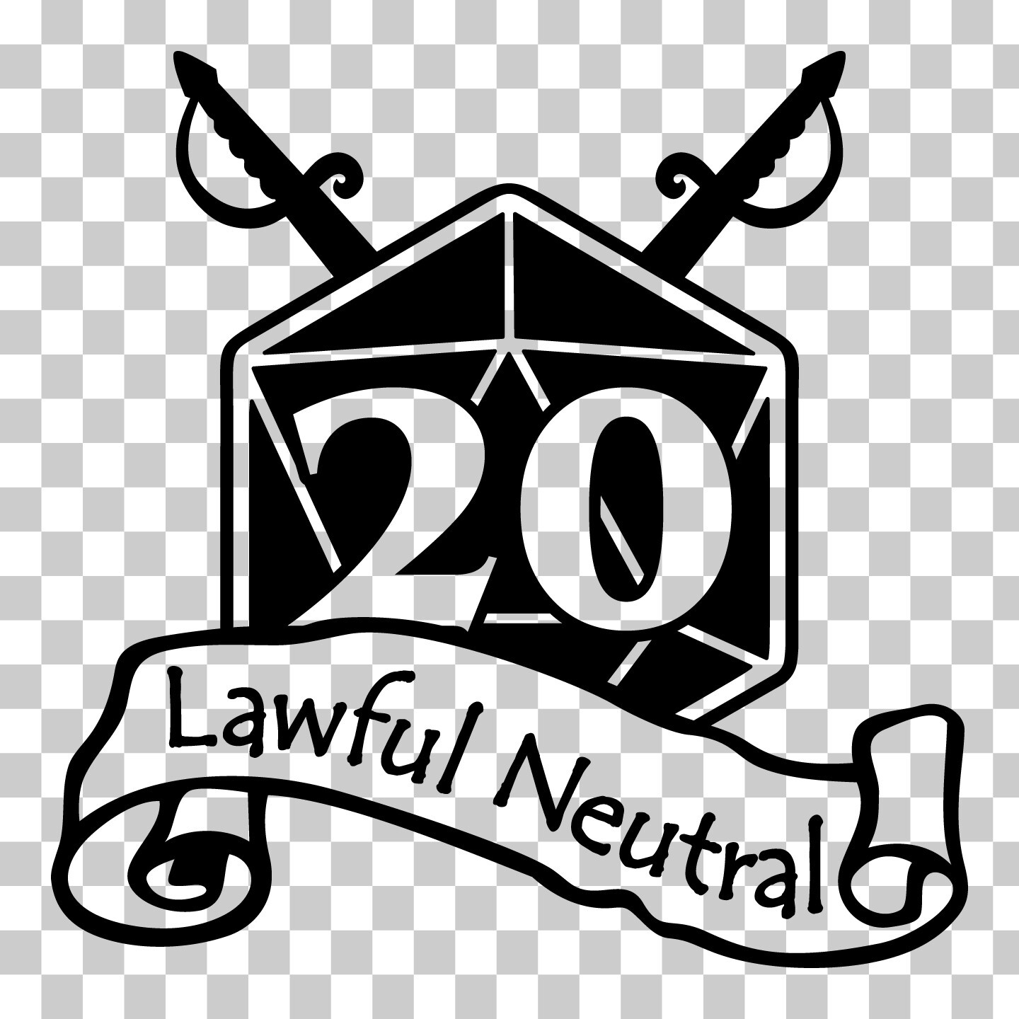 Lawful Neutral D20 Vinyl Sticker Decal Gaming RPG TTRPG Role Play Car Laptop
