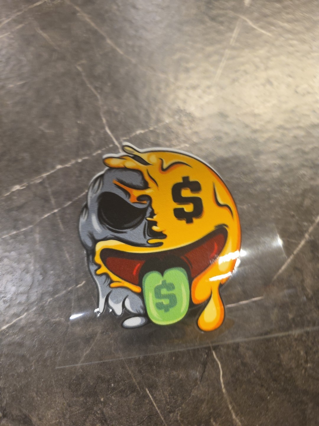 Money Mouth Smiley Face Emoji Zombie UVDTF Raised Decal Sticker Waterproof Color
