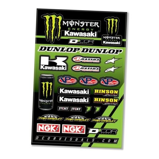 Racing Decal Sheet – Compatible with Monster Kawasaki – 12mil Vinyl Graphics